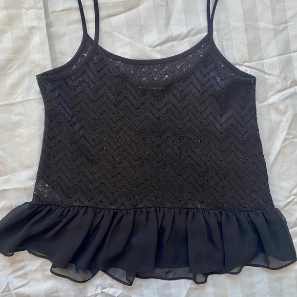 Sheer Black Peplum Lace Tank - Picture 2 of 5
